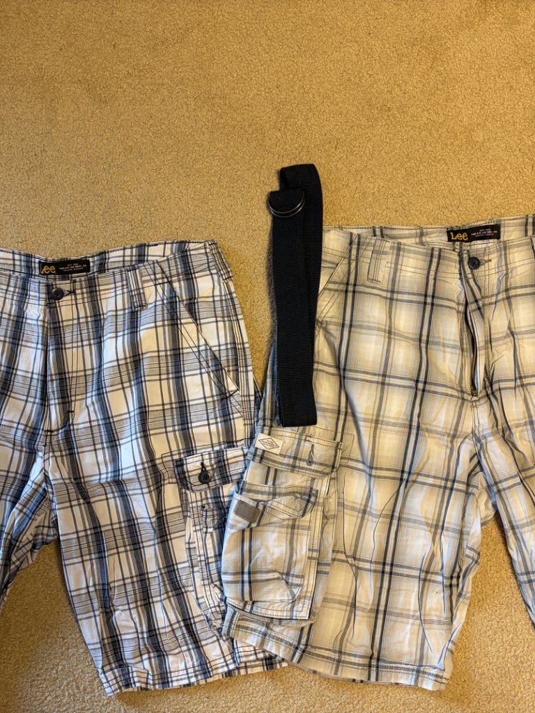 Mens Bundle Of 2 Lee Plaid Cargo Shorts Size 36 With Belt